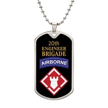 20th Engineer Brigade Necklace Dog Tag Stainless Steel or 18k Gold 24&quot; Chain - $47.45+