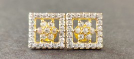 50Ct Künstlicher Diamant Quadrat Form Kinder Ohrringe Nieten 18k Massiv Gelbgold - £55.08 GBP+