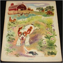 Vintage Golden Press Playskool Dog Chasing Mouse Tray Puzzle - Complete - $8.00