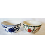 2 Chinese Porcelain Tea Cups Blue & White Floral Bird Rose Unknown Age - €32,17 EUR