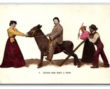 Comic Fat Man Riding Donkey Giving Baby a Ride UNP Embossed UDB Postcard... - £3.85 GBP