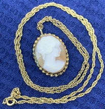 12K GF Cameo Pendant 24&quot; Necklace 12K GF SPEIDEL Chain 21-1220 - £18.52 GBP