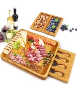 BAMBOO DALI BOARD Table set 8 in 1 wood cheese holder and stainless stee... - £106.79 GBP