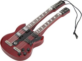 Heepdd Miniature Guitar Model, Double Neck Bass Guitar Pendant Mini Wooden - $37.99