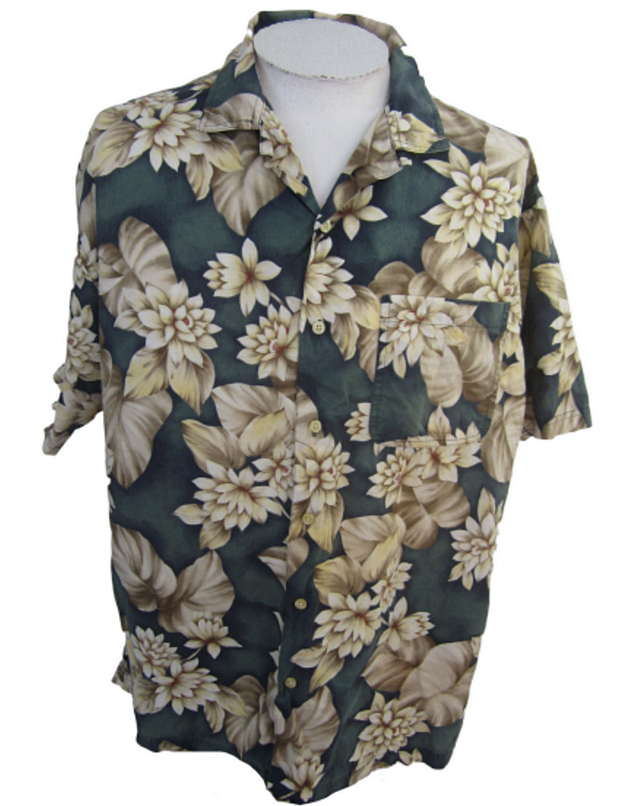 Chaps Ralph Lauren Men Hawaiian camp shirt  XL pit to pit 28.5 slim floral luau - $29.69