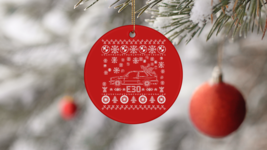 Bmw E30 M3 Ugly Christmas Sweater Circle Ornament - £14.88 GBP