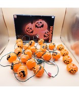 Vintage Halloween 20 Smiling Pumpkin Jack O Lantern String of Lights 199... - $29.95