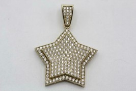 Fine 10K Yellow Gold Clear Stone CZ Iced Out Hip Hop Star Pendant 5.6g Fits 5mm - £220.48 GBP