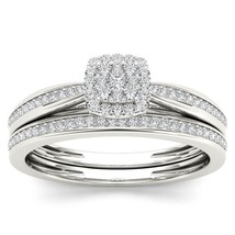 10K White Gold 0.25 Ct Diamond Wedding Ring Engagement Ring Set - £306.88 GBP