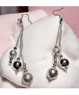 Long Silver Ball Drop Dangle Earrings – Elegant Lightweight Statement Je... - $272.68 MXN