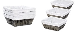 Wicker Storage Baskets with Liners for Organizing Shelves, 9x4 in 3-Pack  - £51.15 GBP