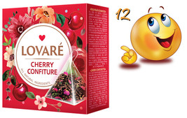 12 Pack Lovare Green Tea &quot;Cherry Confiture 15 Pyrami Made Ukraine Feel The Love - £37.91 GBP