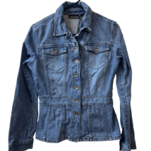 DKNY Jeans Womens Medium Denim Button Up Jean Jacket Tailored Pockets - $24.68