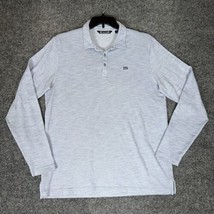 Travis Mathew Polo Shirt Mens Large Blue Long Sleeve Golf Performance Stretch - $21.34