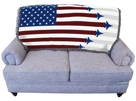 Us Air Force - Fighter Jets American Flag Blanket - Gift Military Tapestry Throw - £41.04 GBP