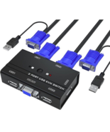 Yinker VGA KVM Switch, 2 Port USB VGA KVM Switch w/2 KVM Cables &amp; 3 USB ... - $21.66