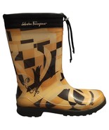 Salvatore Ferragamo Mid-Calf Rain Boots Womens 7 Brown Logo Rubber Sole ... - $1,389.52 MXN