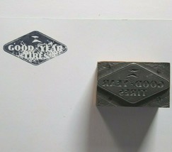 Goodyear Tires Letter Press Printer Block Ink Stamp Vintage Wood And Metal - $18.57