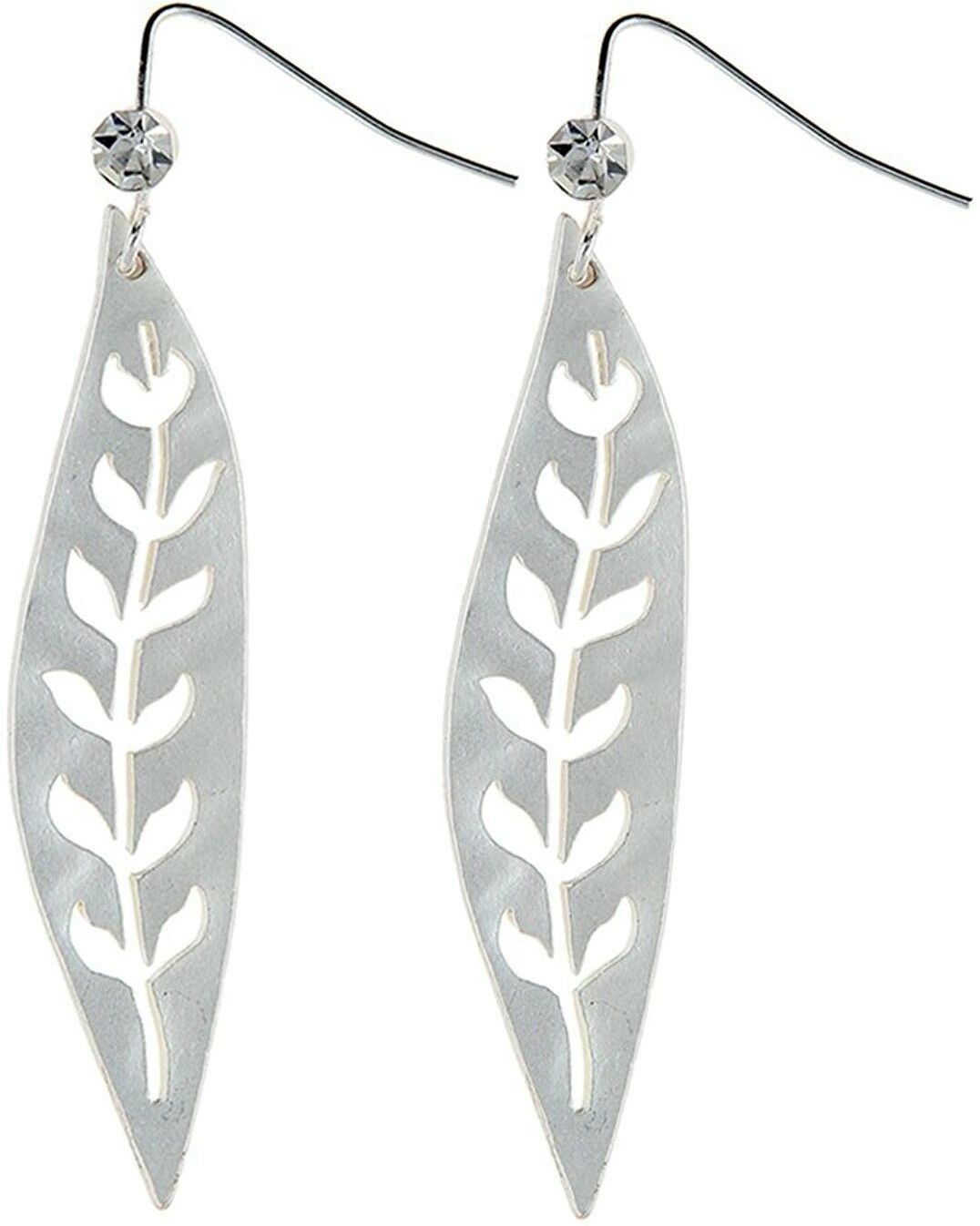 Primary image for RAIN 'Leaf' Cubic Zirconia Silver-Tone Fish Hook Dangle Earrings