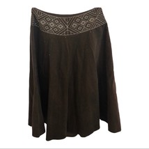 Lulumari brown beaded boho light corduroy skirt with embroidered detail ... - $370.94 MXN