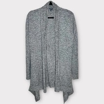 THEORY black/white marled wool blend long line open front cardigan size large - £44.89 GBP