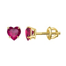 0.75Ct Heart Cut CZ Red Ruby Boucles d&#39;Oreilles Femme Plaqué Or Jaune... - £77.31 GBP