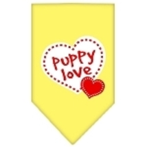 Puppy Love Screen Print Bandana Yellow Size Large - £9.26 GBP