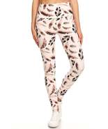 Long Yoga Style Banded Lined Leaf Printed Knit Legging With High Waist - £11.99 GBP