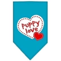 Puppy Love Screen Print Bandana Turquoise Size Large - £9.26 GBP