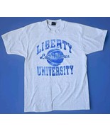 Vtg Liberty University T-Shirt L Made In USA Single Stitch Lady Flames B... - £27.51 GBP