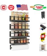 Magnetic Spice Rack Set for Refrigerator - Black 4 Pack with Paper Towel... - $43.55