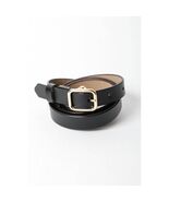 Versatile Skinny Classic Leather Gold Buckle Belt Black - $363.21 MXN