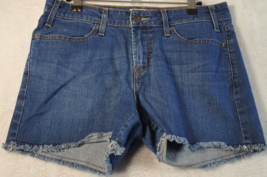 Levi&#39;s Shorts Womens Size 8 Blue Denim Cotton Flat Front Belt Loops Pockets Logo - £12.97 GBP