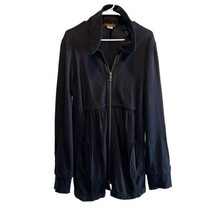 XCVI Tunic Jacket Longline Full Zip Black Pockets Collared Flowy Size Me... - £23.60 GBP