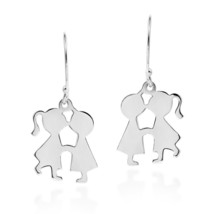 Young at Heart Kissing Couple Silhouette Sterling Silver .925 Dangle Earrings - £8.69 GBP