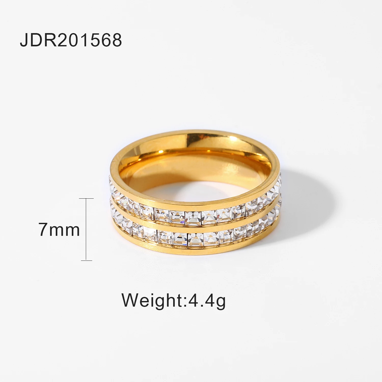 Tarnish Free 18K Gold Plated Stainless Steel Double Layer Zircon Rings For Women - £13.73 GBP