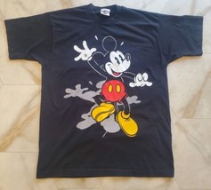 Vintage Mickey &amp; Co Single Stitch Mickey Mouse T-Shirt Made in USA Black Size L - £38.78 GBP