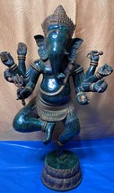 8-Arm, Dancing Ganesha Statue - Antique Thai Style Bronze Seated Ganesha Statue  - £1,199.03 GBP