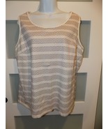 Lands&#39; End Ivory W/Black Polka Dot Tank Top Size 2X Women&#39;s - $307.60 MXN