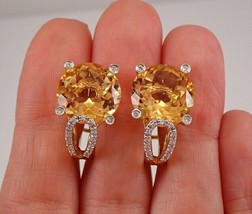 3.00Ct Round Cut Simulated Citrine Stud  Earrings Women 14k Yellow Gold Plated - £93.88 GBP