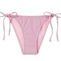 Xhilaration™  Juniors&#39; Metallic Ribbed Cheeky String Bikini Bottom Light Pink XS - £14.24 GBP