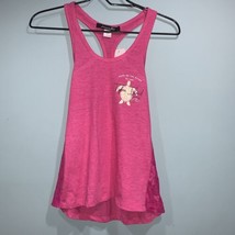 Tybee Island Georgia Women’s Tank Top Shirt Sz M Born On The Ocean Pink Floral  - £10.90 GBP