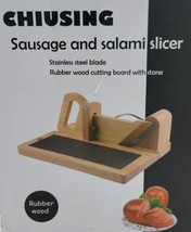 Sausage Salami Guillotine Slicer Cutter Wooden Food Vegetable Silicer  - £46.97 GBP