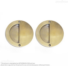 Solid Brass Round Baldwin FLUSH Pull Sliding Recessed Door Handle Pulls - 3.50&quot; - £47.13 GBP