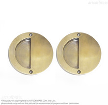 Solid Brass Round Baldwin FLUSH Pull Sliding Recessed Door Handle Pulls ... - £47.90 GBP