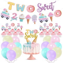 Two Sweet Ice Cream Birthday Party Decorations, Two Sweet Party Banner Cake Cupc - £19.69 GBP