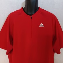 Adidas Red 1/4 Zip Pullover Large Vented Back Short Sleeves - $18.95