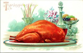 Vtg Postcard Tuck&#39;s Thanksgiving Day RJ Wealthy Artist Signed Turkey Embossed UP - £4.17 GBP