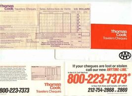 Thomas Cook Travelers Cheques Folder Sales Advice &amp; Anytime Line - $14.85