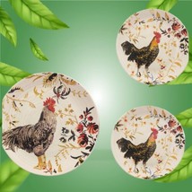 Williams Sonoma MARC LACAZE 3-Dinner Plates 2008 Chicken 10 1/8&quot; D Ceramic Italy - £62.06 GBP